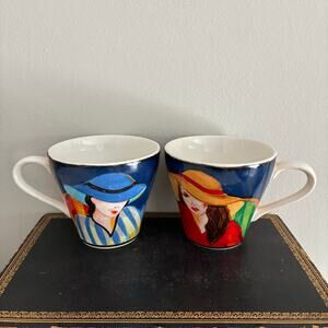 Sango Cafe Paris 1914 Mugs Art Deco Women Hat Set